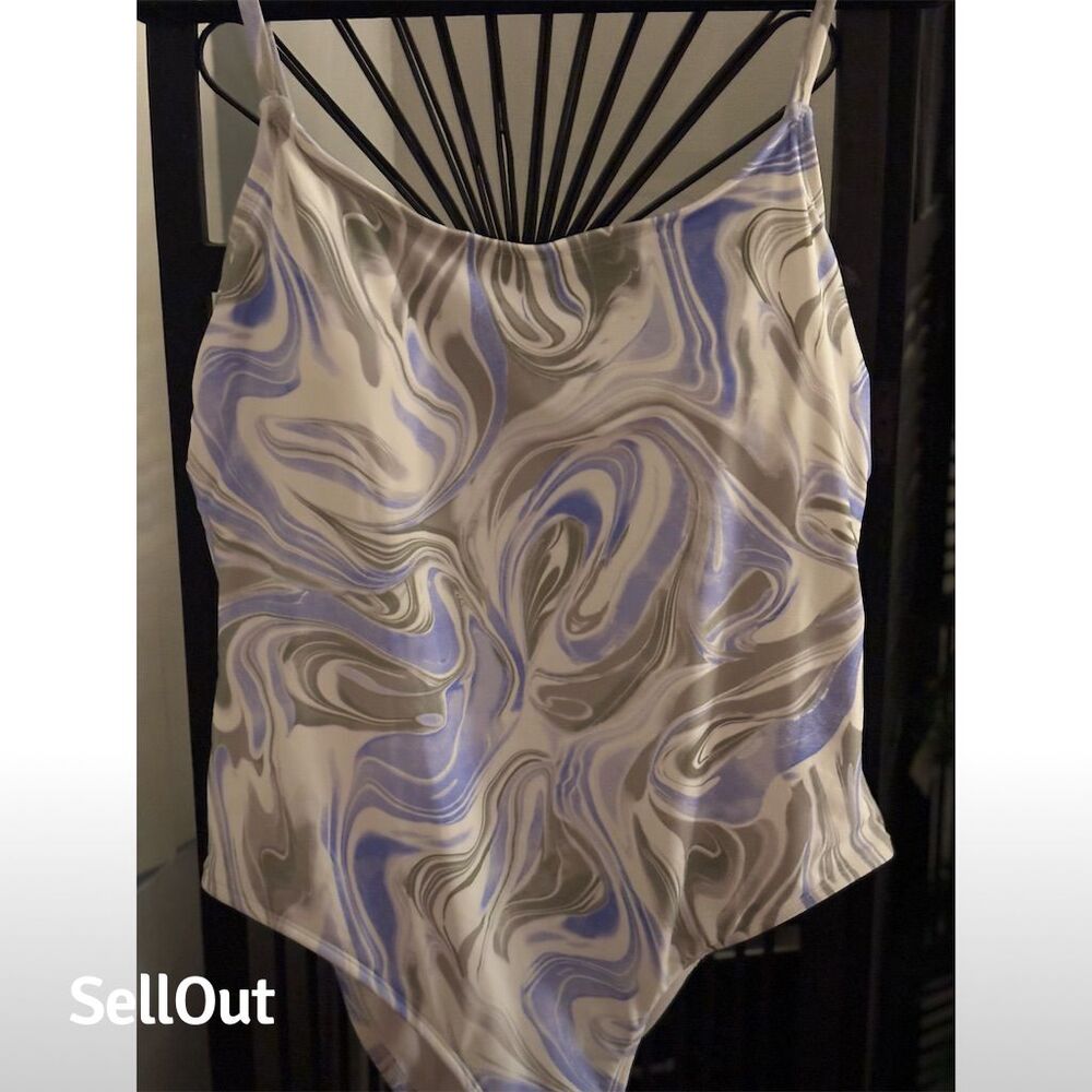Hurley Women's 2XL One Piece Swimsuit Multicolor Swirl Strappy Back